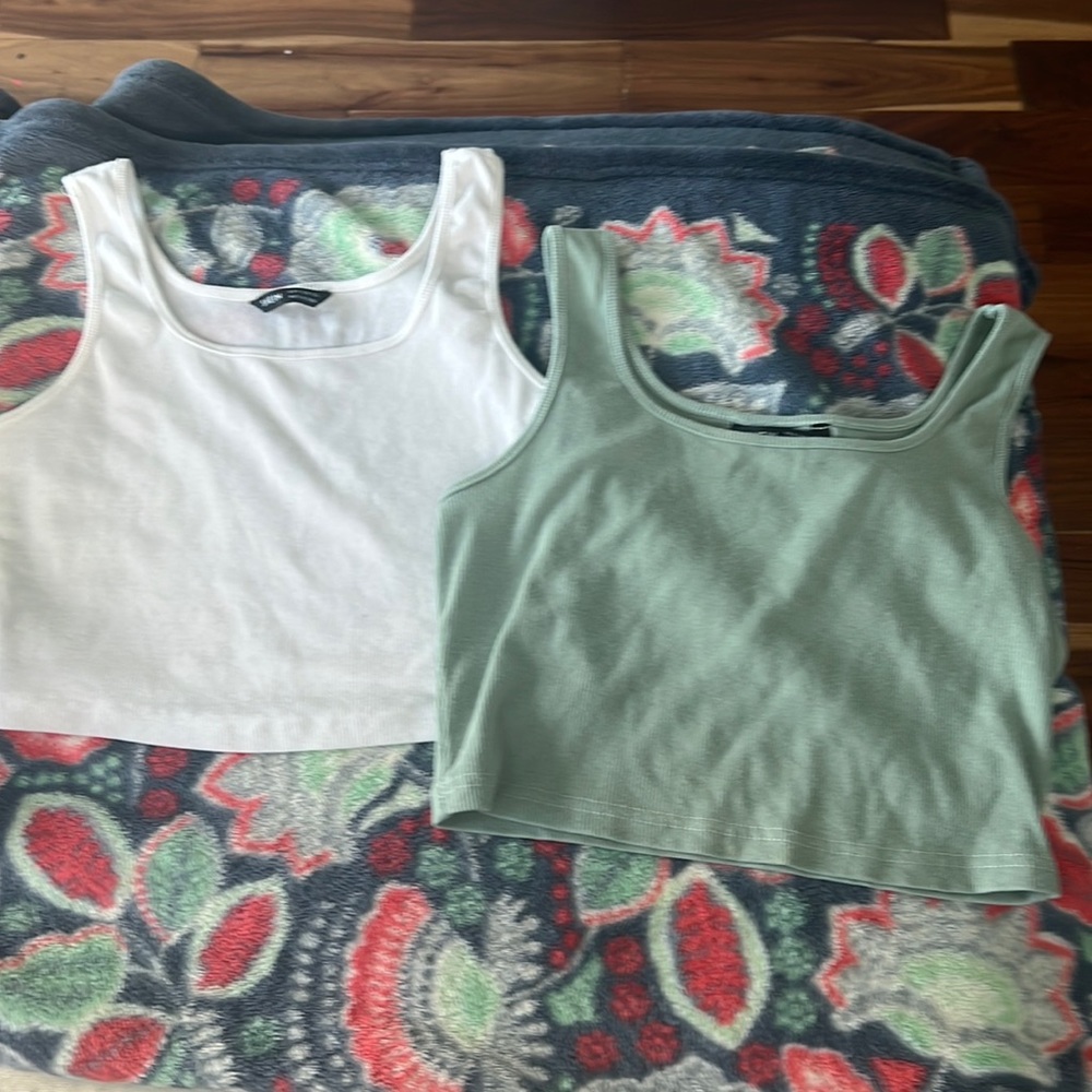 sage & white shein crop top ( come together )